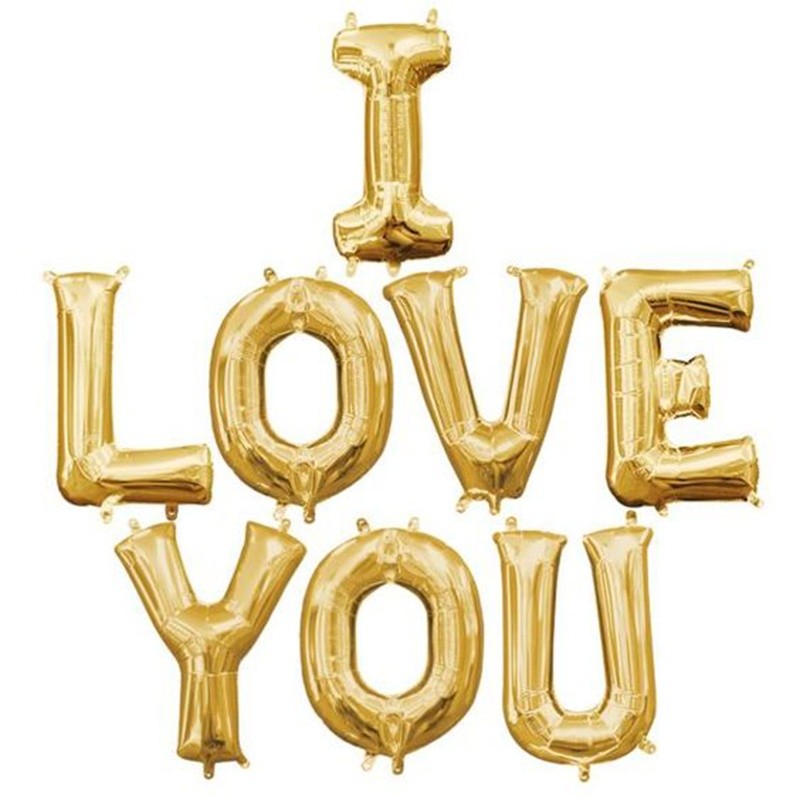 Μπαλόνι αγάπης I Love You Χρυσό (8 τεμ)