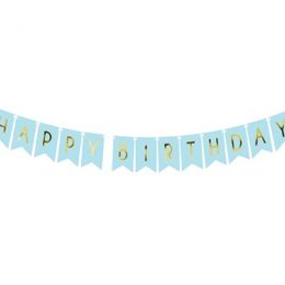 Διακοσμητικό μπάνερ γαλάζιο “Happy birthday”