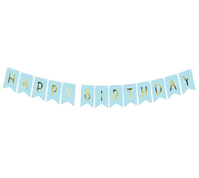 Διακοσμητικό μπάνερ γαλάζιο “Happy birthday”