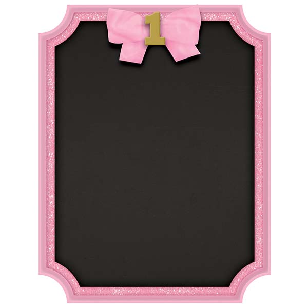 Μαυροπίνακας με κιμωλία 1st Birthday ροζ