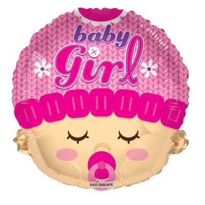 Μπαλόνι γέννησης φάτσα μωρού ροζ πιπίλα 45 εκ