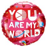 18'' Μπαλόνι αγάπης 'You are my world'