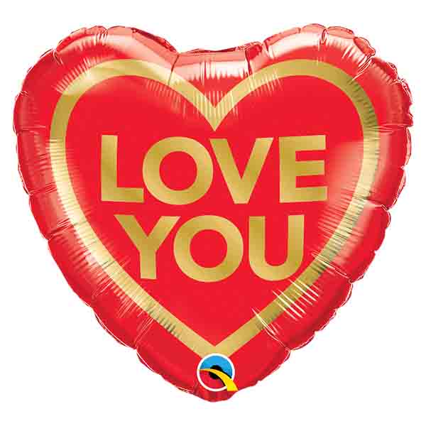 Μπαλόνι αγάπης καρδιά "Love you" χρυσό 46 εκ.