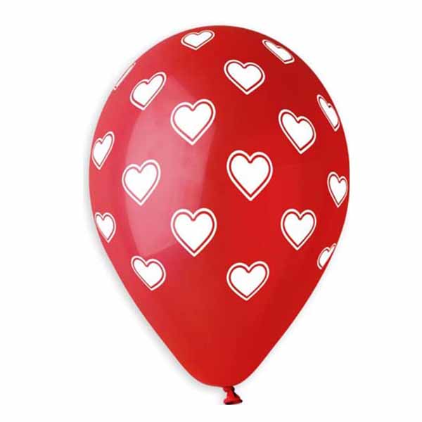 13" Μπαλόνι τυπωμένο λευκές Καρδιές