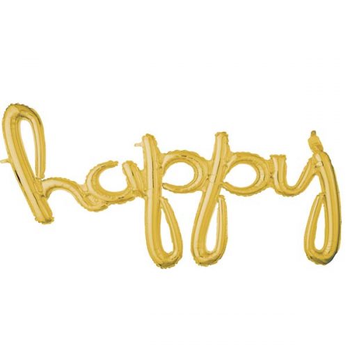 Μπαλόνι γενεθλίων "Happy" Χρυσό 147 εκ