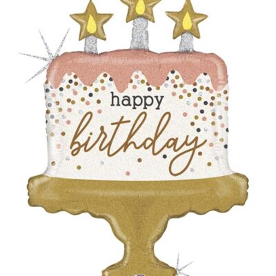 Μπαλόνι τούρτα Happy Birthday με κομφετί 84 εκ