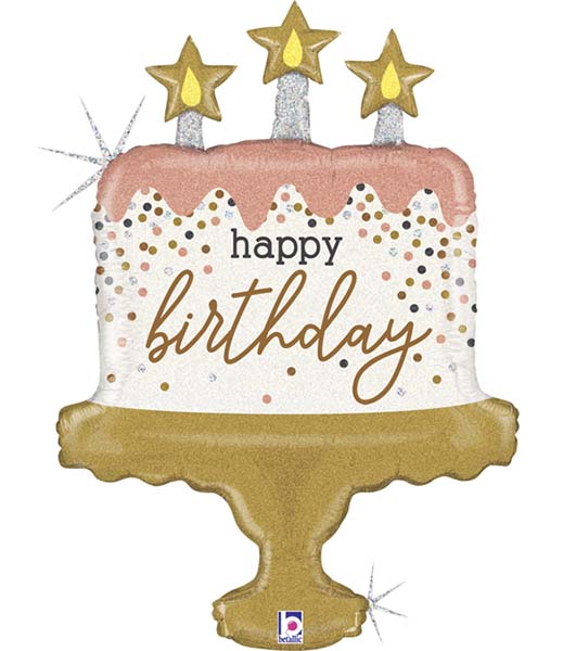 Μπαλόνι τούρτα Happy Birthday με κομφετί 84 εκ