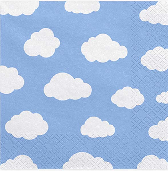 Χαρτοπετσέτες γαλάζιες με συννεφάκια (20 τεμ)