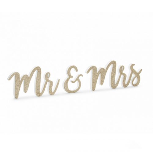 Ξύλινο διακοσμητικό τραπεζιού Χρυσό Mr & Mrs
