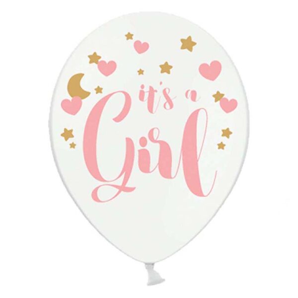 12" Μπαλόνι τυπωμένο "It's a girl" (6 τμχ)