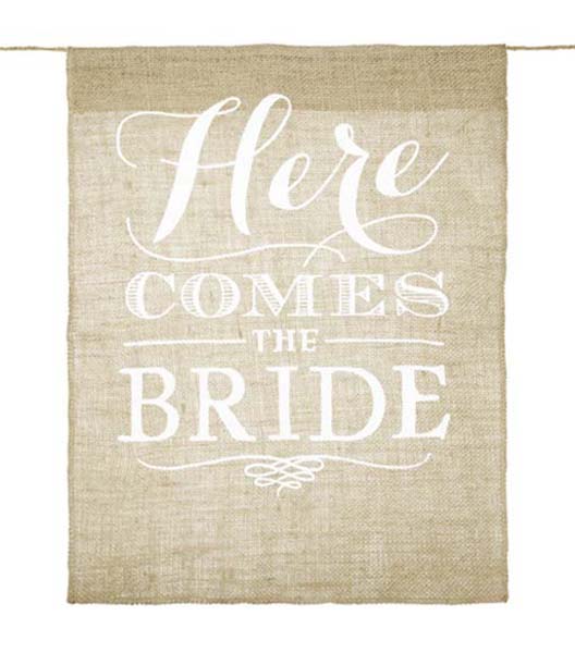 Πινακίδα γάμου "Here comes the bride"