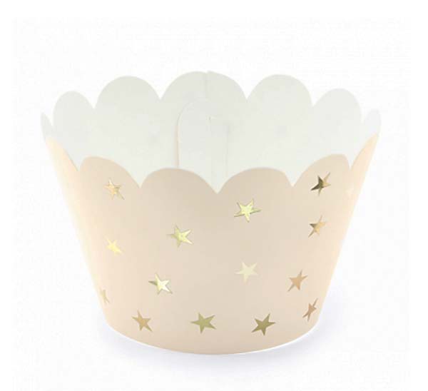 Χάρτινο περιτύλιγμα για cup-cakes με χρυσά αστέρια (6 τεμ)