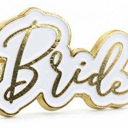 Μεταλλική χρυσή καρφίτσα "Bride"