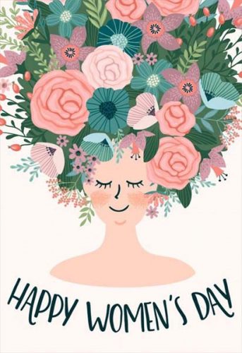 Κάρτα "Happy Woman's Day" με λουλούδια