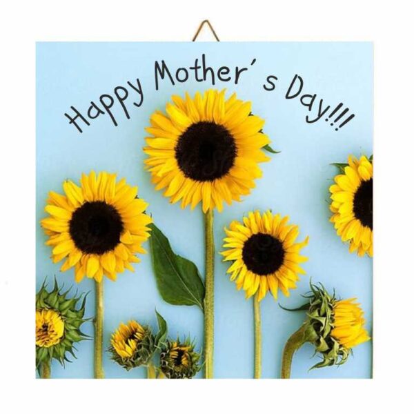 Ξύλινο καδράκι ηλιοτρόπια Happy Mother's Day