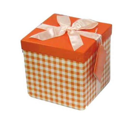 Πορτοκαλί Κουτί δώρου καρό