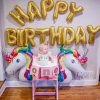 Σύνθεση μπαλονιών για γενέθλια με μονόκερο