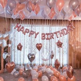 Σύνθεση μπαλονιών για γενέθλια αστέρια καρδιές shiny