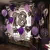 Σύνθεση μπαλονιών για γενέθλια μοβ ασημί