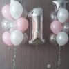 Σύνθεση μπαλονιών με αριθμό ασημί ροζ άσπρο