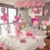 σύνθεση μπαλονιών για bachelorette party ροζ καρδιές