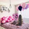 Σύνθεση μπαλονιών με αριθμούς μοβ λιλά ροζ