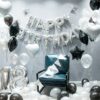 Σύνθεση μπαλονιών για γενέθλια μαύρο-ασημί