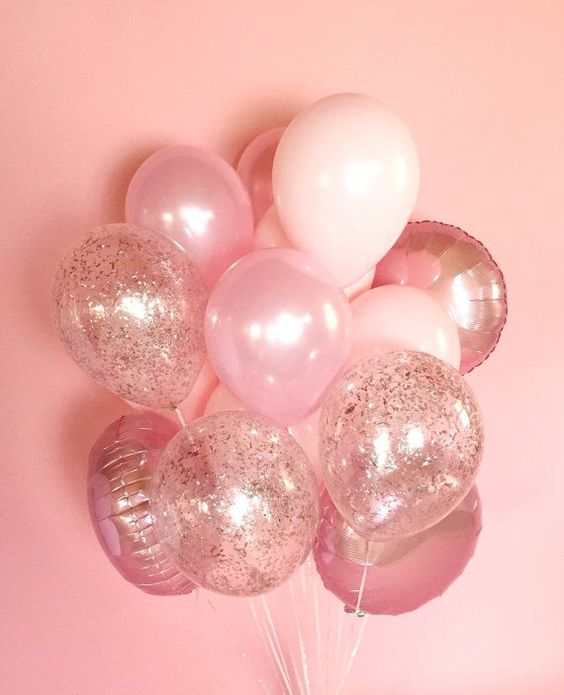 Σύνθεση μπαλονιών για έκπληξη ροζ κομφετί