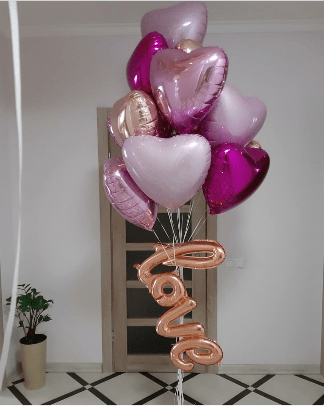 Σύνθεση μπαλονιών για ζευγάρι καρδιές love