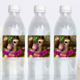 Ετικέτες για μπουκάλια νερού Μάσα και Αρκούδος