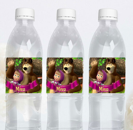 Ετικέτες για μπουκάλια νερού Μάσα και Αρκούδος