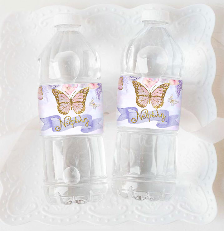 Ετικέτες για μπουκάλια νερού Πεταλούδες (8 τεμ)