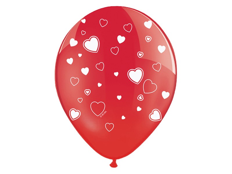 Κόκκινα Μπαλόνια με Καρδούλες (6 τεμ)