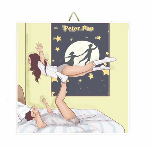 Ξύλινο Καδράκι "Peter Pan Couple"