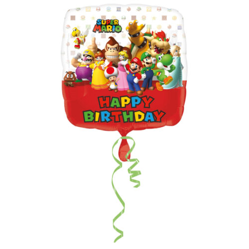 Μπαλόνι Σούπερ Μάριο Happy Birthday τετράγωνο