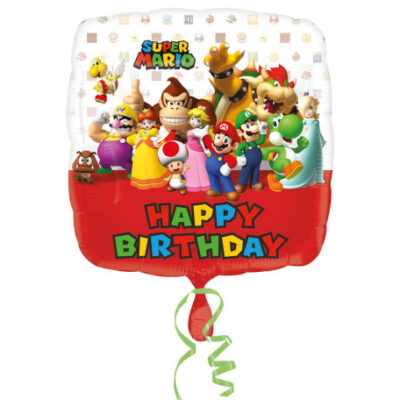 Μπαλόνι Σούπερ Μάριο Happy Birthday τετράγωνο