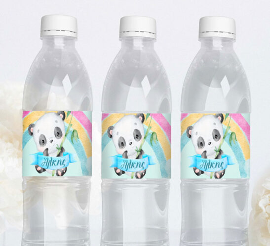 Ετικέτες για μπουκάλια νερού Panda (8 τεμ)