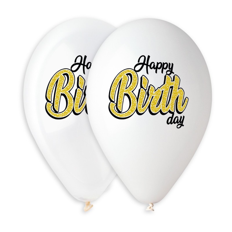 13" Μπαλόνι Happy Birthday χρυσή εκτύπωση