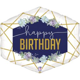 Μπαλόνι γεωμετρικό navy Happy Birthday