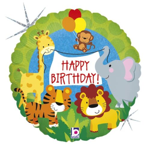 Μπαλόνι Ζωάκια Ζούγκλας Happy Birthday