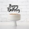 Topper τούρτας Happy Birthday Μαύρο