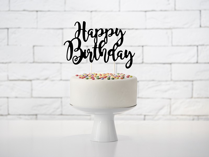 Topper τούρτας Happy Birthday Μαύρο