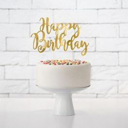 Topper τούρτας Happy Birthday Χρυσό