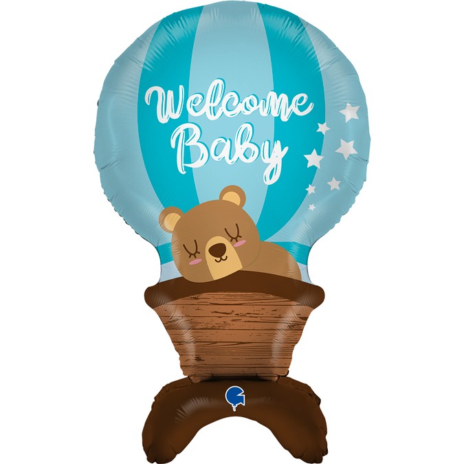 Μπαλόνι Αερόστατο & Αρκουδάκι Welcome Baby Boy