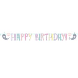 Μπάνερ Θαλάσσιος Μονόκερος Narwhal "Happy Birthday" 240cm