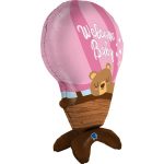 Μπαλόνι Αερόστατο & Αρκουδάκι Welcome Baby Girl