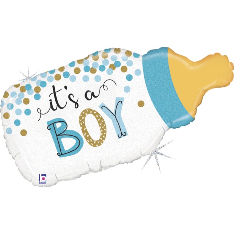 Μπαλόνι γέννησης It's a Boy Μπιμπερό με κομφετί