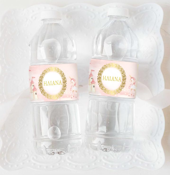 Ετικέτες για μπουκάλια νερού Πριγκίπισσα & Μονόκερος (8 τεμ)