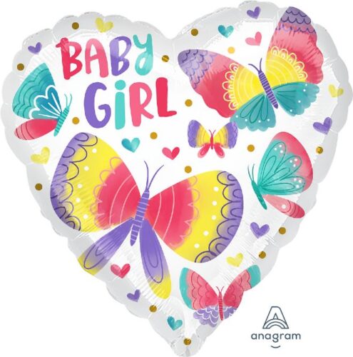 Μπαλόνι καρδιά Baby Girl Πεταλούδες