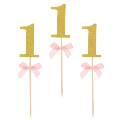 Οδοντογλυφίδες πάρτυ 1st Birthday ροζ (10 τεμ)